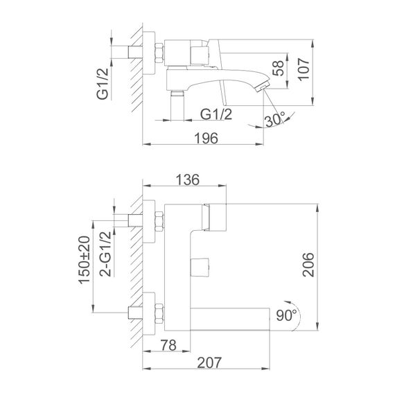 Змішувач для ванни Frap F3276-3 | Зображення 1
