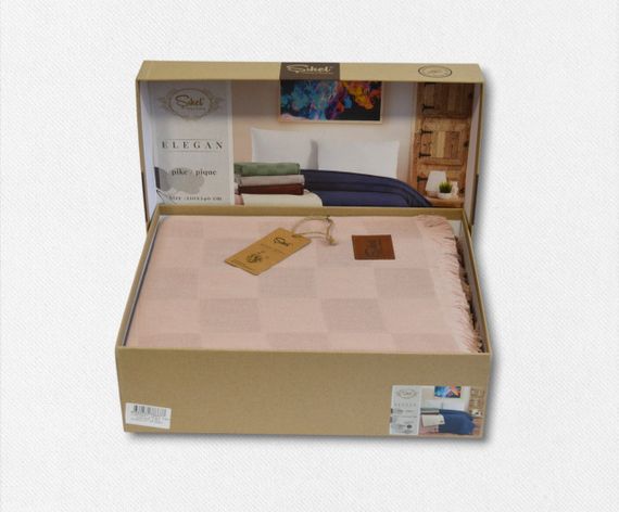 Вафельное покрывало Sikel 210×240 см. Elegan Pudra | Зображення 1