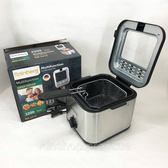 Фритюрниця для дому Rainberg RB-2219 з терморегулятором та знімною чашею електрофритюрниця міні фритюрниця FG-57 | Зображення 9