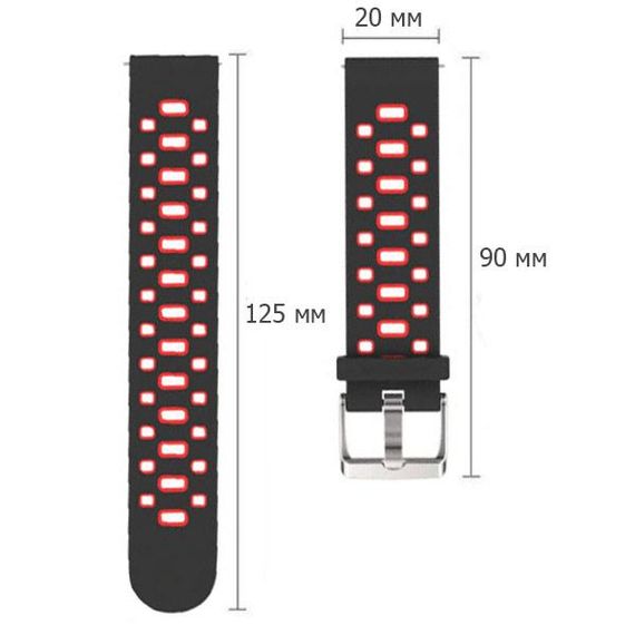 Спортивный ремешок Primo Perfor Classic для часов Samsung Gear S2 Classic SM-R372 / R735 - Black&Red | Зображення 3