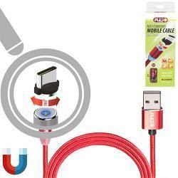 Кабель магнитный PULSO USB - Micro USB 2,4А, 2м красный (только зарядка)