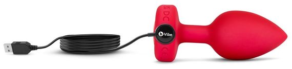Анальная пробка с вибрацией и пультом управления B-Vibe Vibrating Heart Plug M/L Red sexstyle | Зображення 5