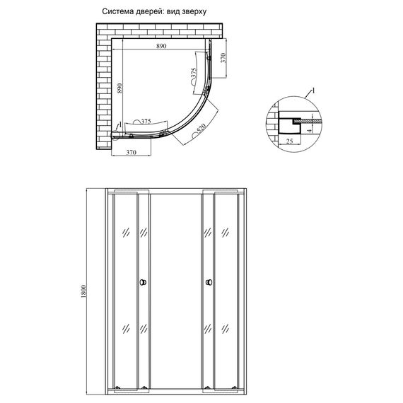 Душова кабіна Agua Cascad - S.D.90x90 см (без піддона) (CV035442) | Зображення 1