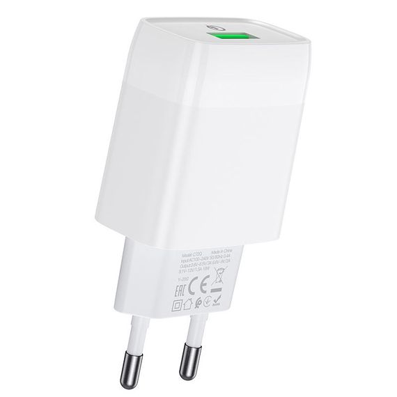 СЗУ Hoco C72Q Glorious QC3.0 18W (1USB-A) + кабель USB to Type-C Белый | Зображення 2