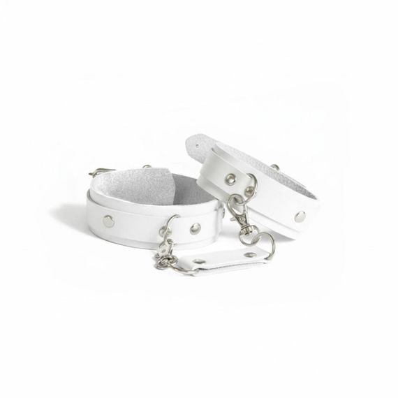 Наручники із натуральної шкіри Art of Sex - Eva, колір білий Sex Aura