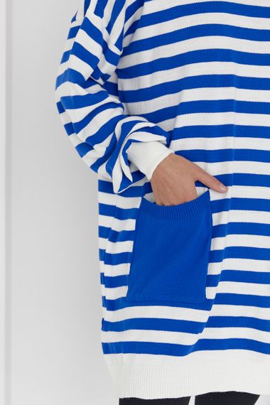 Туника женская в полоску с карманом - синий цвет, M (есть размеры) | Зображення 3