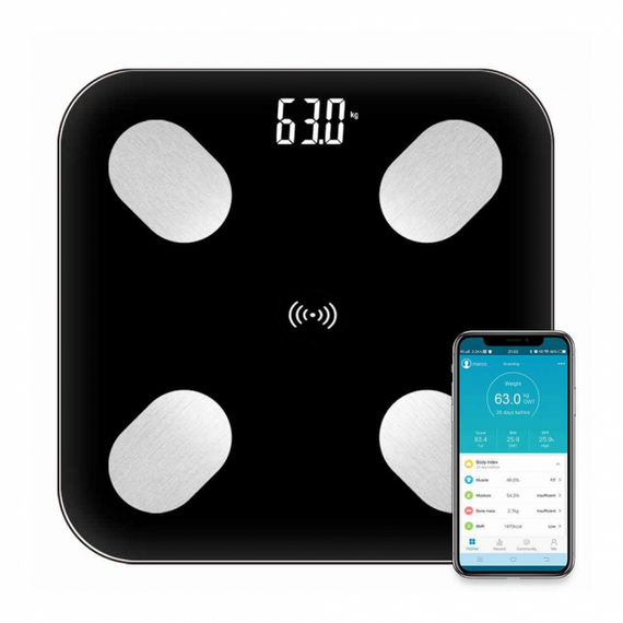 Умные Bluetooth смарт-весы напольные электронные с приложением для смартфона до 180 кг | Зображення 1