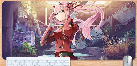 Игровая поверхность для мышки с Аниме принтом "Милый во франксе" Zero two 800*300*4 мм 0403
