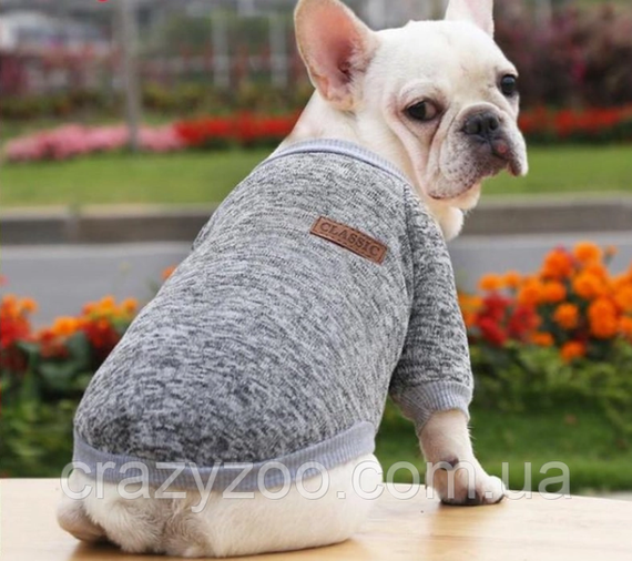 Кофта для собак и котов EcoToys Grey S рябая серая A: 25 см B: 34 см C: 20 см S-7075 | Зображення 2