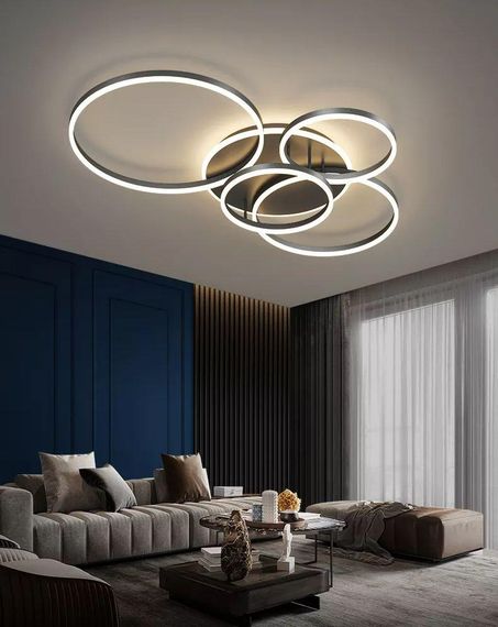 Люстра світлодіодна стельова LED світильник для квартири на стелю лед з пультом 26149 Чорний 12х69х79 см.