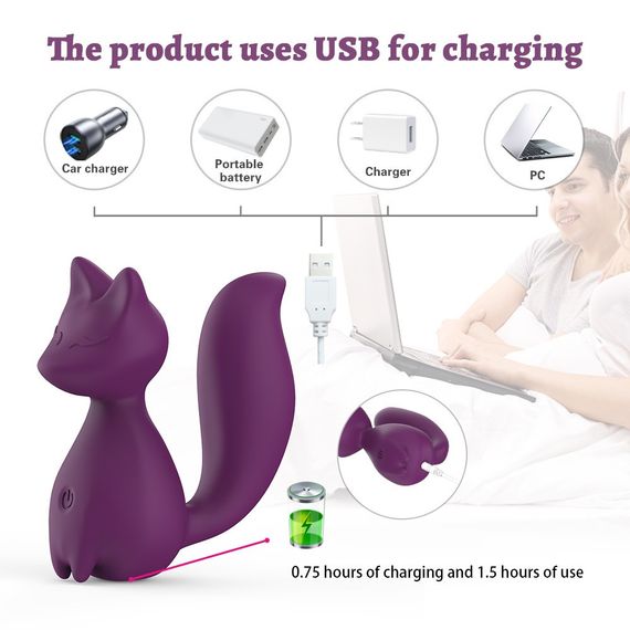 Міні-вібратор кліторальний Every Night Toys Doris у формі лисиці фіолетовий, 10 режимів вібрації sexstyle | Зображення 4