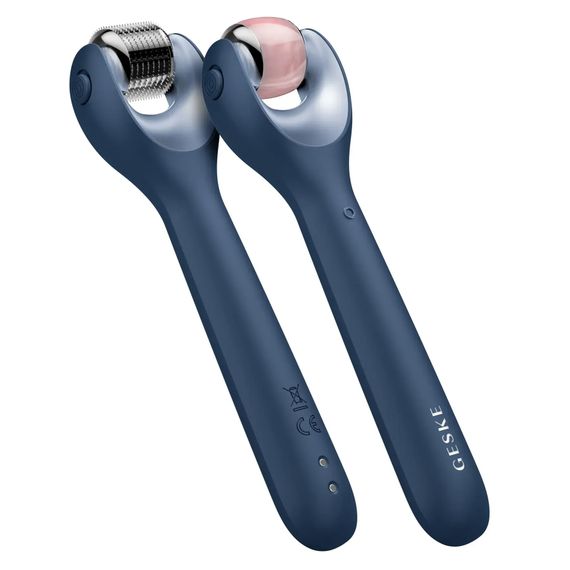 Електронний ролер для обличчя з мікроголками GESKE MicroNeedle Face Roller 9в1 gray, Синій | Зображення 5