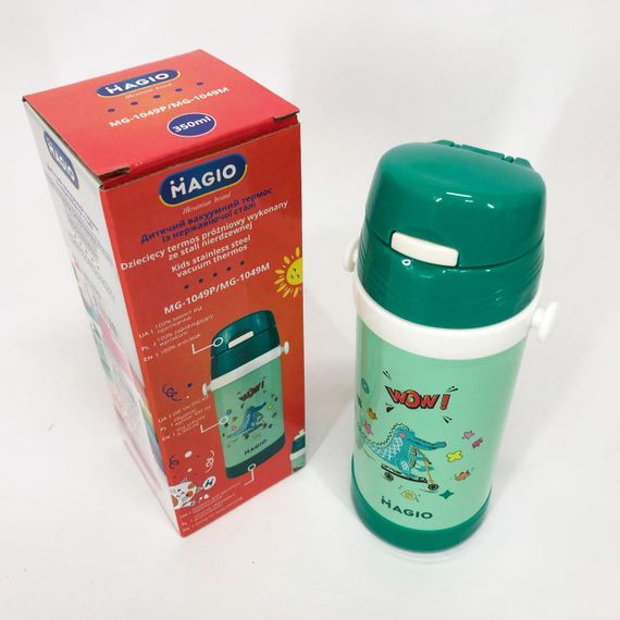 Дитячий вакуумний термос Magio MG-1049M з нержавіючої сталі 350 мл, Термос для чаю помповий | Зображення 9