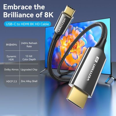 Кабель мультимедийный USB-C to HDMI M 1.8m 8K60Hz black Vention (CRCBAC) | Зображення 1