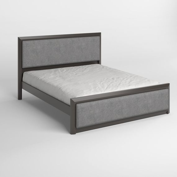 Полуторне дерев&#039;яне ліжко Mebigrand Барселона Б4 Графітовий (RAL9011)/Аляска 93 (Сірий) 120х190 см (MBG-14008) | Зображення 1