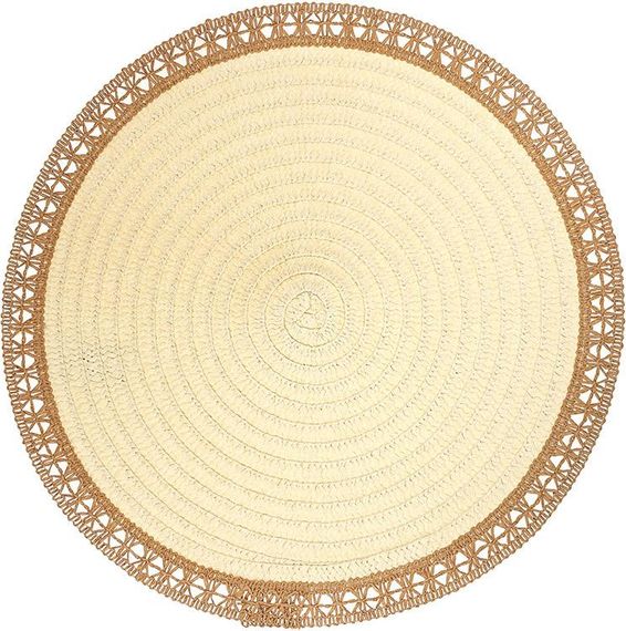 Набір 6 льняних підтарельників "Boho Lace" Ø38см, бежеві
