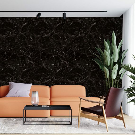 Самоклеюча вінілова плитка в рулоні 600х3000х2мм Чорний мармур Глянец SW-00001289 | Зображення 5