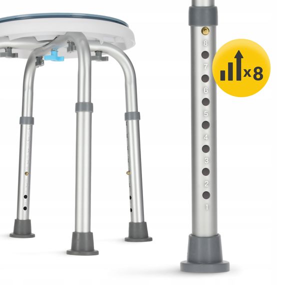 Стілець-табурет поворотний 4FIZJO для ванної та душу, регульований White/Grey (P-5905973403412) | Зображення 3