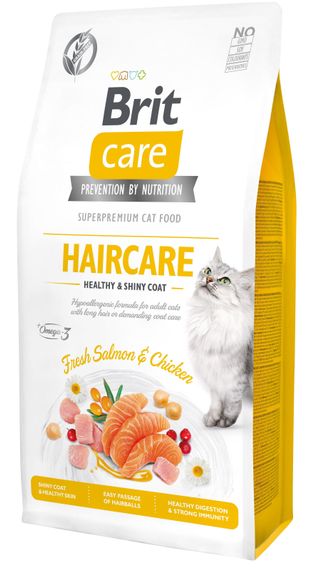 Корм Brit Care Cat Grain Free Haircare Healthy & Shiny Coat сухой для ухода за кожей и шерстью кошек 7 кг