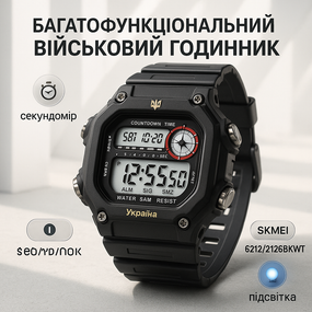 Годинник наручний спортивний SKMEI 6212/2126BKWT, Стильний тактичний годинник для чоловіка PY-40