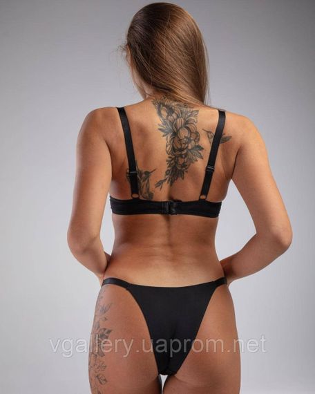 Чорний комплект жіночої спідньої білизни Victoria's Secret Модель Букви Стрази Вікторія Сікрет 80С | Зображення 3