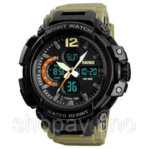 Годинник наручний чоловічий SKMEI 1343KH KHAKI, водостійкий тактичний годинник. Колір: хакі | Зображення 9