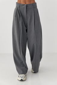 Класичні однотонні штани-палаццо зі складками - сірий цвет, S (є розміри)