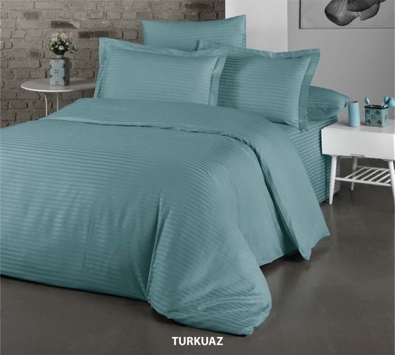 Постільна білизна Cotton Shine Stripe Satin 200х220 Turkuaz