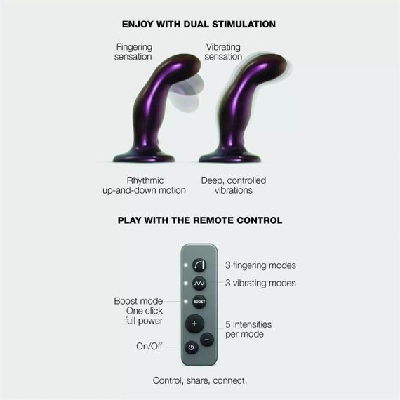 Дилдо з вібрацією Strap-On-Me FINGERING & VIBRATING DILDO - M - PURPLE, з манливим рухом Sex Aura | Зображення 1