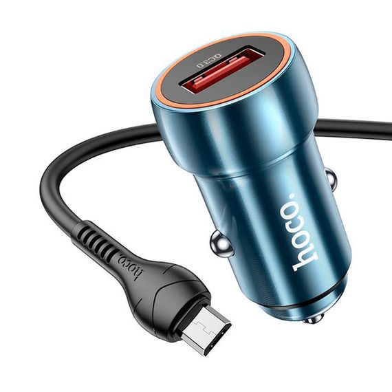 Набір АЗУ 12-24V HOCO Z46 + кабель MicroUSB, 1xUSB, 18W, кабель 1м, Blue, Box | Зображення 3