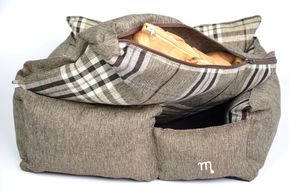 Лежак 304039 Zoobaza - клітинка+однотонний коричневий, 40х50х22 | Зображення 1