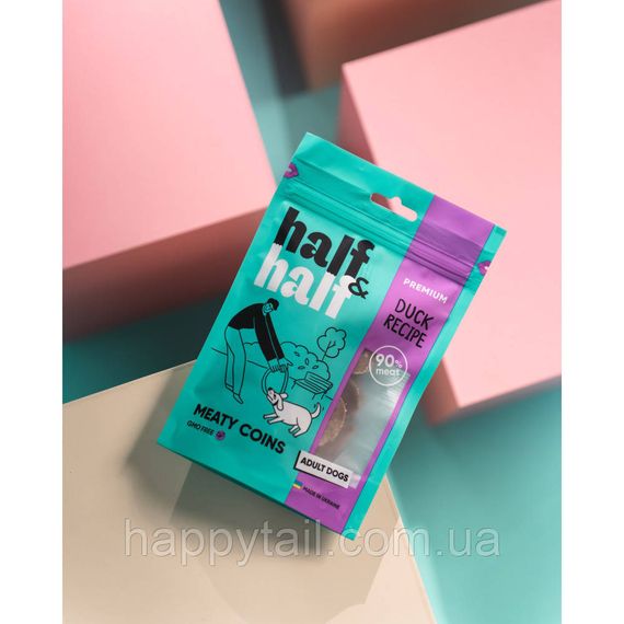Лакомство для собак HalfHalf (ХафХаф) - мясные монетки с уткой, 100 г | Зображення 3