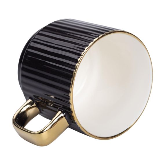 Чашка порцелянова із золотим обідком та золотою ручкою 300 (мл) Чорна RX-N231129B | Зображення 2