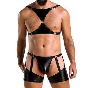 Комплект эротического мужского белья Passion 047 SET JOHN L/XL Black, трусы, портупея, Черный, L/XL
