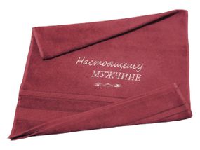 Рушник з вишивкою махровий для обличчя 50*90 бордовий коханому чоловікові хлопцеві 00034