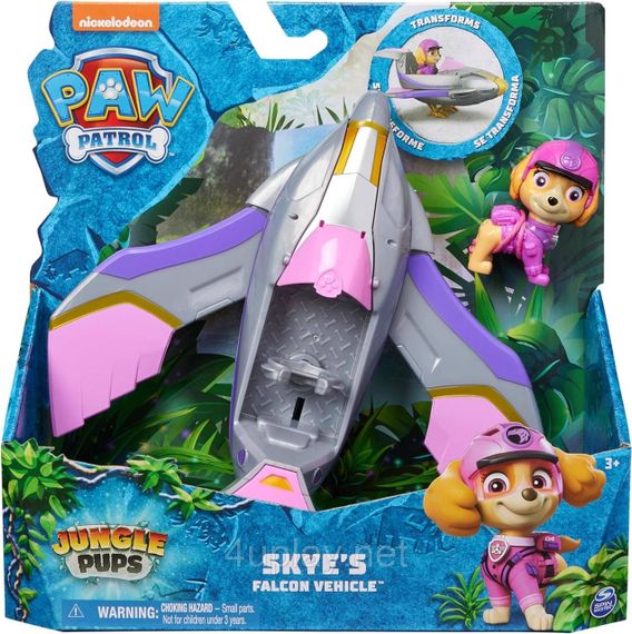 Щенячий патруль у джунглях Літак сокіл і фігурка Скай Оригінал Paw Patrol Jungle Pups Skye Falcon Vehicle | Зображення 1