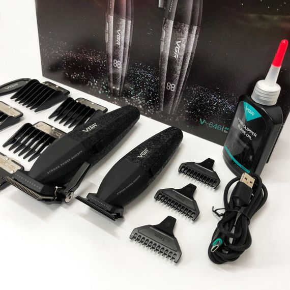 Машинка для стрижки волос без шума VGR V-640, Профессиональный триммер с набором насадок BG-67 | Зображення 5