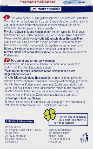 Mivolis леденцы с исландским мхом для горла — при боли, кашле и хрипоте, 40 пастилок, Германия | Зображення 2