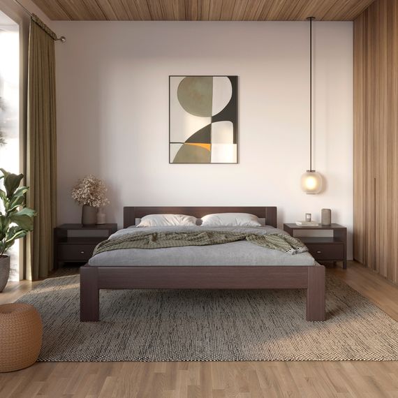 Двоспальне дерев&#039;яне ліжко Mebigrand Делі Венге 180х200 см (MBG-3812)