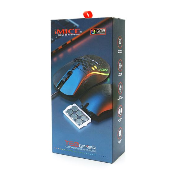 Миша провідна iMICE T60, 7 кнопок, 1200/2400/4800/7200 DPI, Led Lighting, 1,8м, Windows XP/Vista/Win7/8/10 Mac OS X, Black, COLOR | Зображення 1