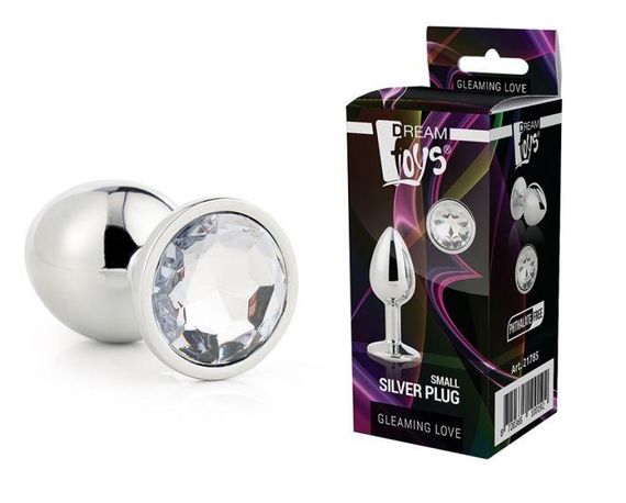 Dt21787 анальна пробка з каменем GLEAMING LOVE SILVER PLUG LARGE sexstyle