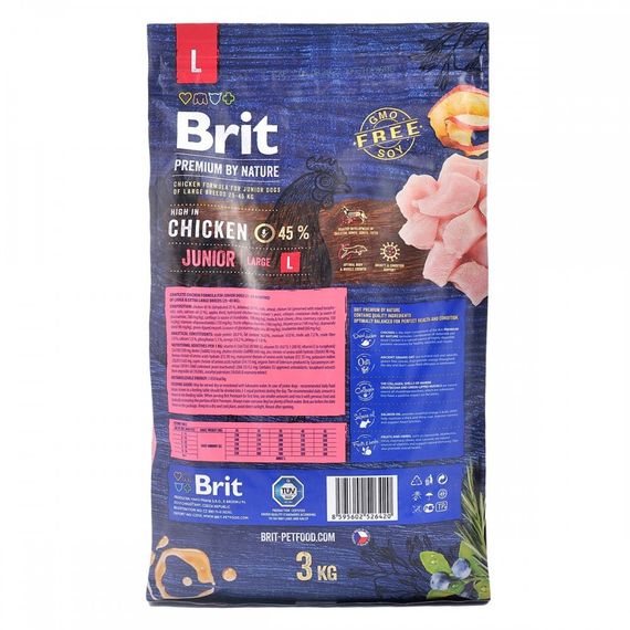 Корм сухий Brit Premium Dog Junior L для цуценят та молодих собак великих порід від 1 до 24 місяців вагою 25-45 кг з куркою | Зображення 3