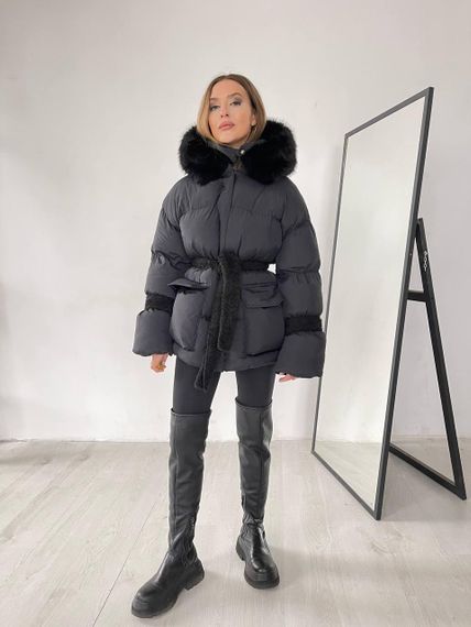 Женский пуховик Cresh Puffer со сьемным капюшоном черный XL | Зображення 3