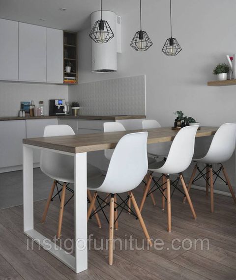 Комплект опор для столу з металу 600×70mm, H=730mm (профільна труба: 70x11mm) Білий
