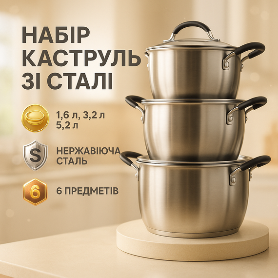 Набір практичних каструль, Набір каструль з комплектом кришок Фірмові набори BW-75