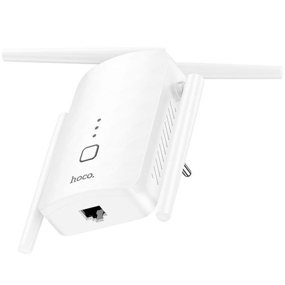 Бездротовий Wi-Fi репитер Hoco HI35 300Mbs 2.4GHz White | Зображення 3