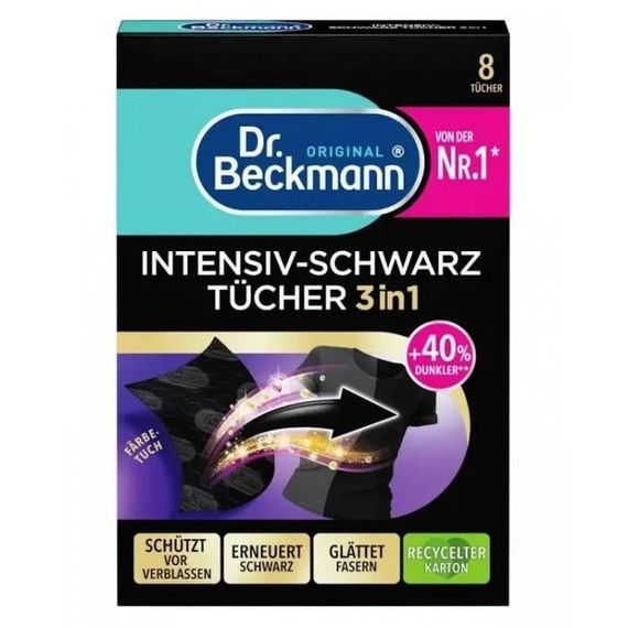 Салфетки Dr. Beckmann 3 в 1 для обновления черного цвета и ткани (8 шт.) Германия
