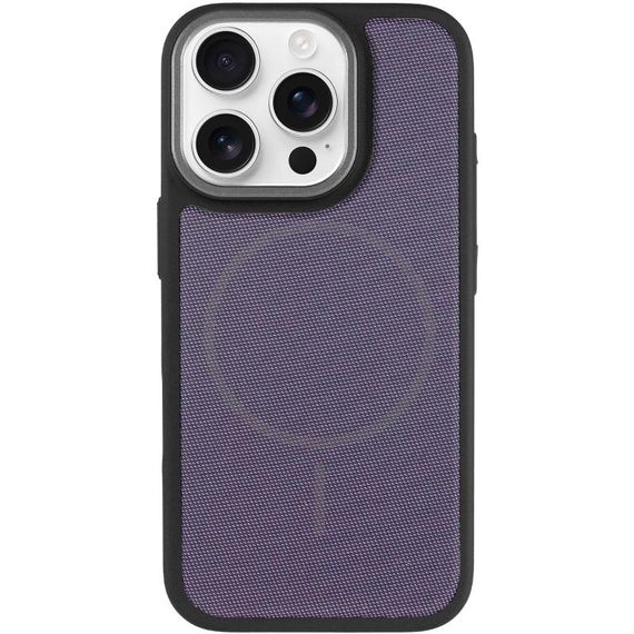 Чохол PC Textile Hybrid with Magnetic Fit для Apple iPhone 16 Pro (6.3") Black / Purple | Зображення 1