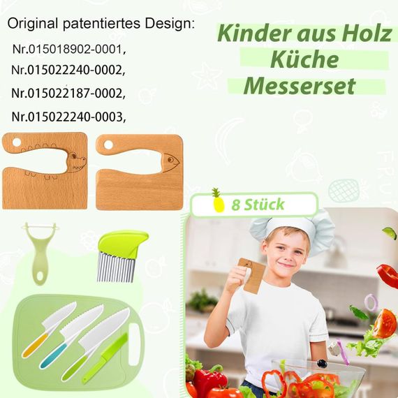 Набор детских кухонных ножей 8 шт - разделочная доска, овощечистка, безопасные ножи, кухонный набор для детей | Зображення 5