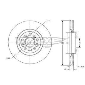 Диск гальмівний передній Mazda 3 03-14/5 05-(300x25)16", 17"), TX 73-19